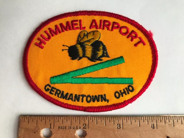 Hummel Airport Germantown Ohio OH private jet flights Jacket Shirt vtg Patch NOS