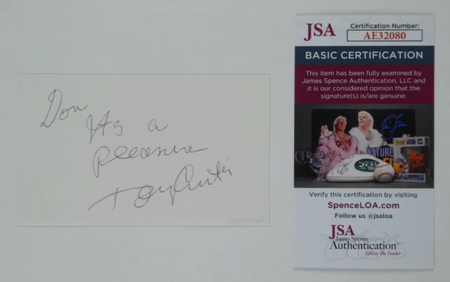 Tony Curtis Signed Autographed 3x5 Index Actor JSA COA  To Don