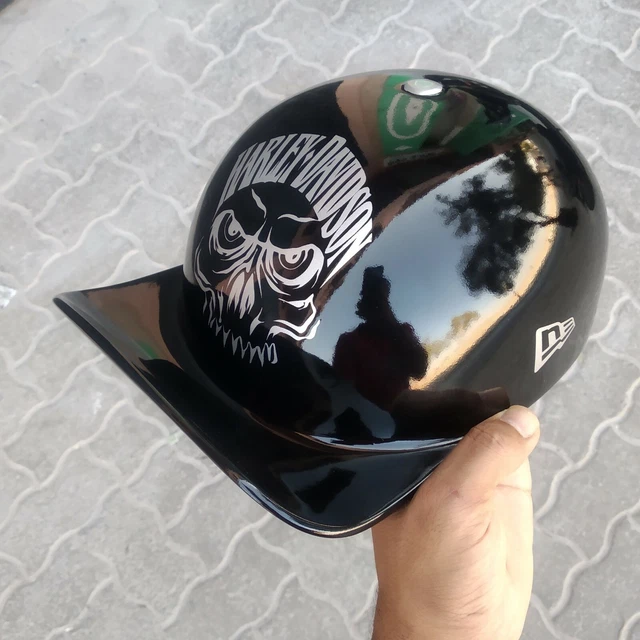 Motorcycle Helmet Baseball Cap Style fiberglass custom Helmet black & silver