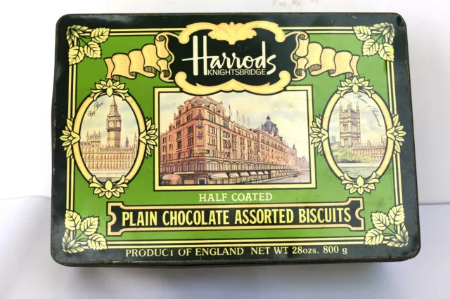 Vintage Harrods Plain Chocolat Assorties Biscuits Publicité Boite Vide Collecti