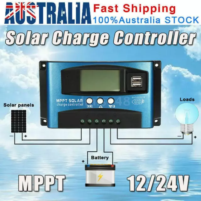 Solar Panel Regulator Charge Controller 12V/24V Auto Focus Tracking MPPT PWM