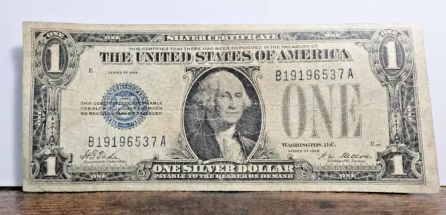 1928 $1 One Dollar Silver Certificate, Funny back