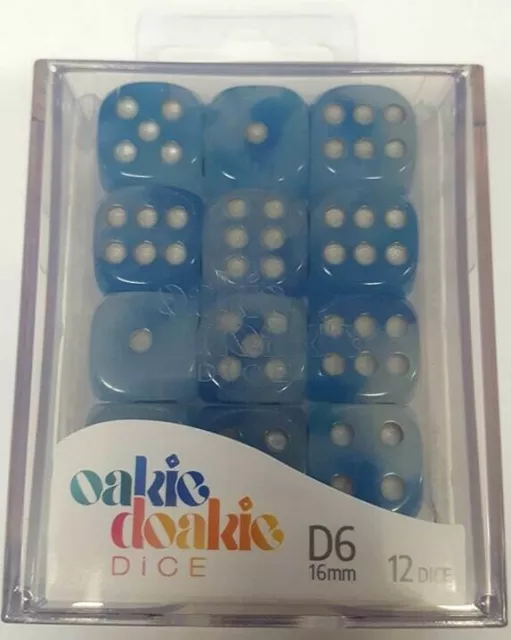 Oakie Doakie DICE - Glow In The Dark, Artic (12 D6 Dice, 16mm)