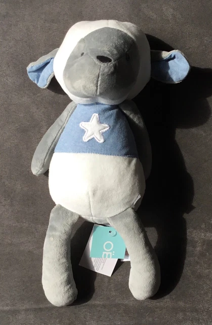 Peluche Doudou Mouton blanc bleu gris étoile 31cm Obaibi Okaidi