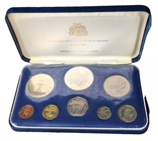 Barbados 1973 First National Coinage part silver 8-Coin Proof Set with COA
