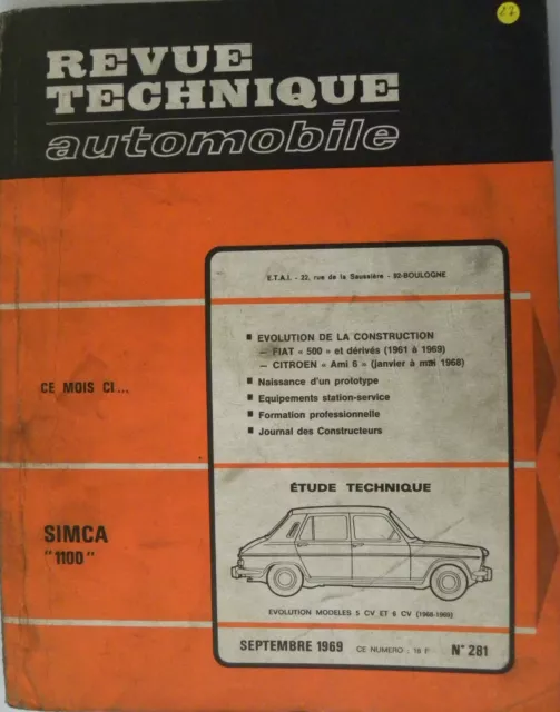 revue technique automobile RTA SIMCA 1100