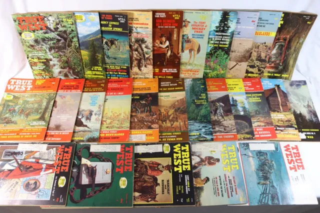 Lot of 27 TRUE WEST Magazines 1970's Cowboys Indians Western Treasure Crime EXC