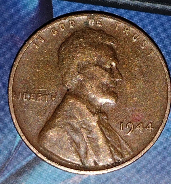 RARE US 1944 Lincoln Wheat Penny No Mint Mark Coin Rim Error L In Liberty WWII