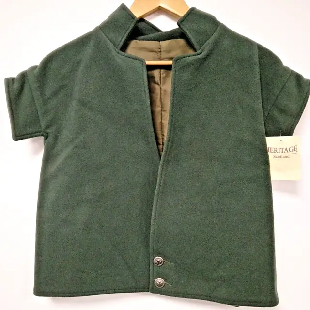Heritage Clothing Scotland Dark Green Jacobite Waistcoat 100% Wool Lined Size M