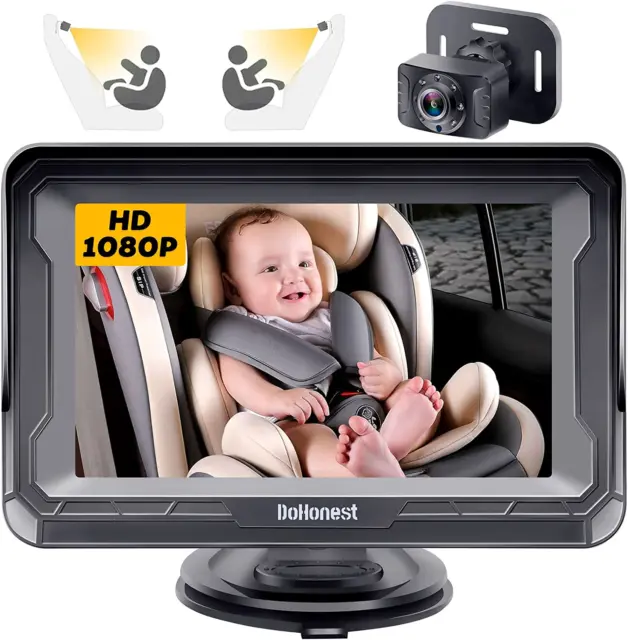 Dohonest Baby Car Camera HD 1080P: 360° Rotating Plug and Play Easy Install 3 Mi