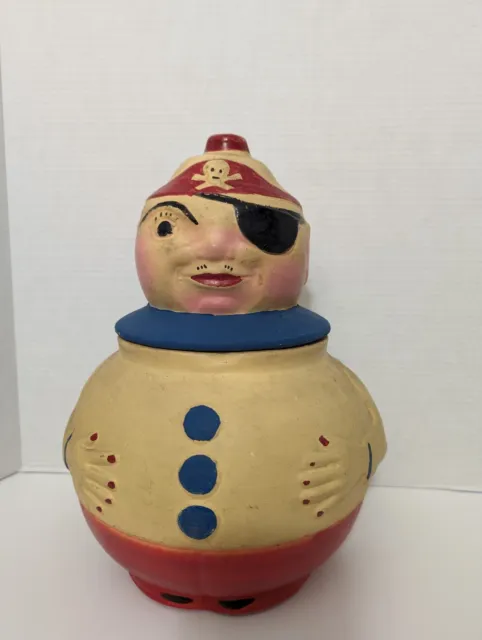 1920’s Rare American Bisque Jolly Pirate Roly Poly Brownie Cookie Jar