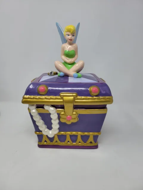 Disney TINKER BELL Treasure Chest COOKIE JAR Purple ORIGINAL EUC