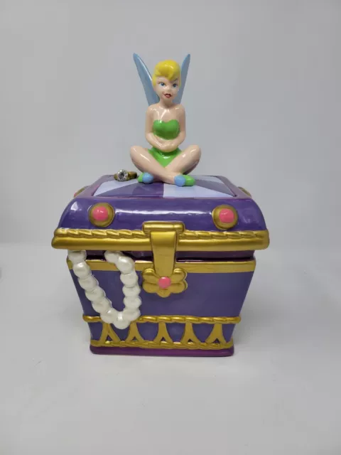 Disney TINKER BELL Treasure Chest COOKIE JAR Purple ORIGINAL EUC Disney TINKER BELL Treasure Chest COOKIE JAR Purple ORIGINAL EUC
