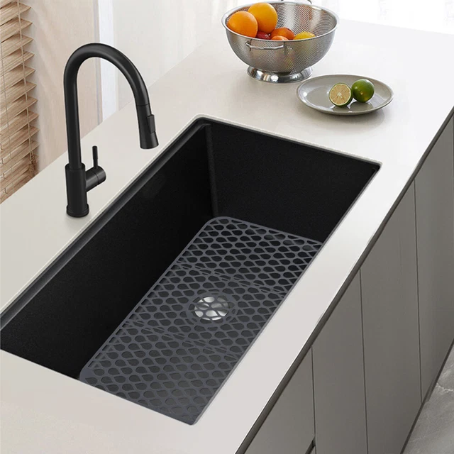 Protecteur D¿évier De Cuisine Pour Le Fond, évier En Acier Inoxydable Ou En Porcelaine Silicone Gris Non