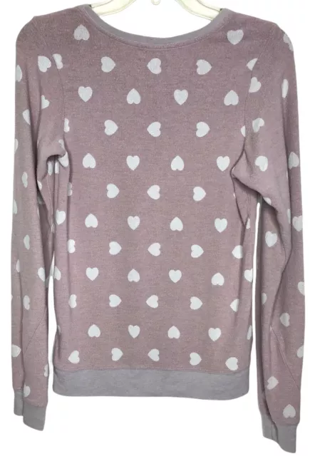 Wildfox Kids Girs Pink Heart Sweatshirt Size 14 Comfy Soft Pullover 2