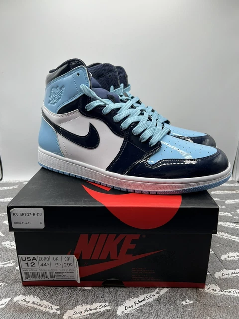 NEW Nike Air Jordan 1 Retro High UNC Patent Blue Chill CD0461-401 Size 12W 10.5M NEW Nike Air Jordan 1 Retro High UNC Patent Blue Chill CD0461-401 Size 12W 10.5M