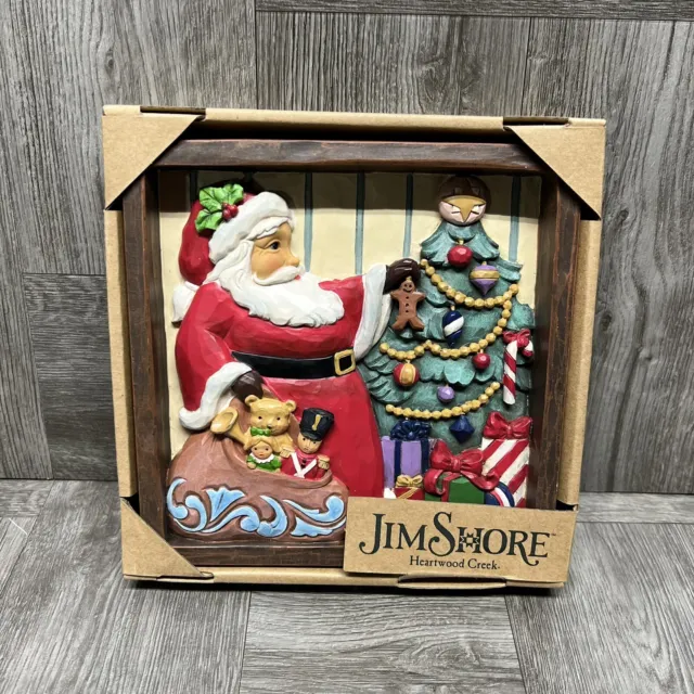 Jim Shore Heartwood Creek Enesco Santa Decorating Tree Christmas Plaque 6009567