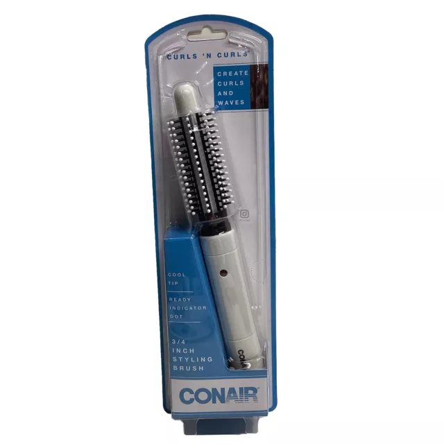 Conair Curls 'n Curls 3/4” Styling Brush Curling Iron Create Curls And Waves New