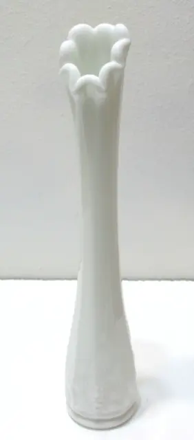 Vintage Westmoreland Glass Bud Vase Paneled Grape White 10 5/8" Tall
