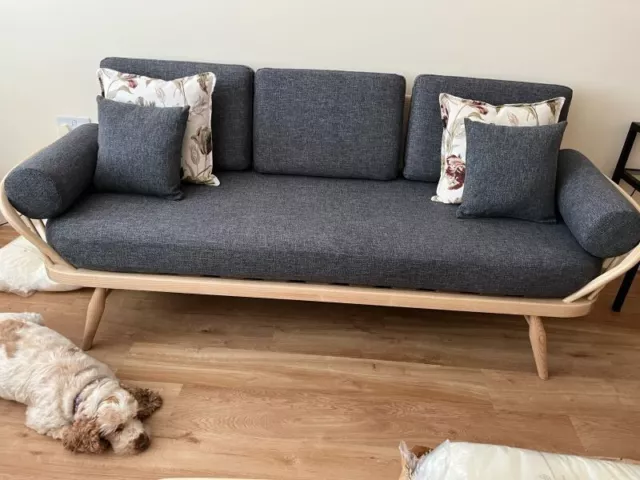 Cushions & Covers Only. Ercol Studio Couch/Daybed. Charcoal Grey Stitch