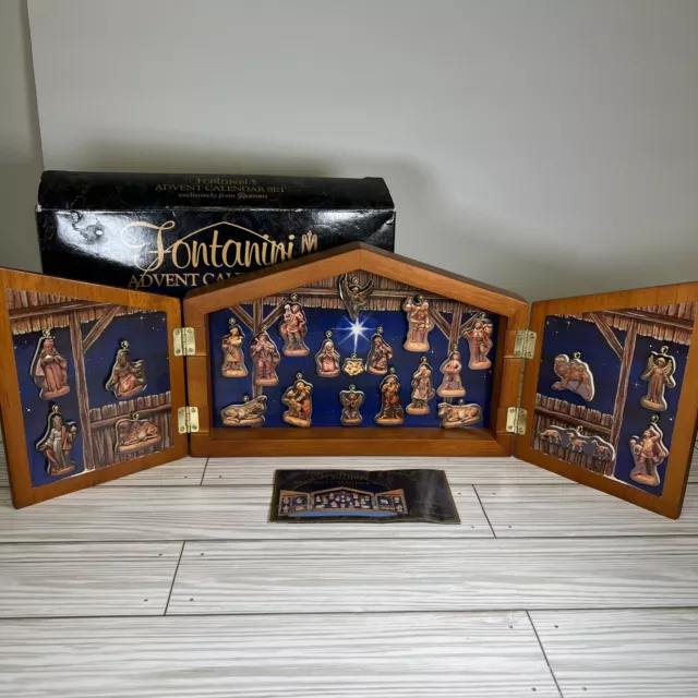 FONTANINI WOODEN ADVENT Calendar Set Nativity Stable Scene Complete