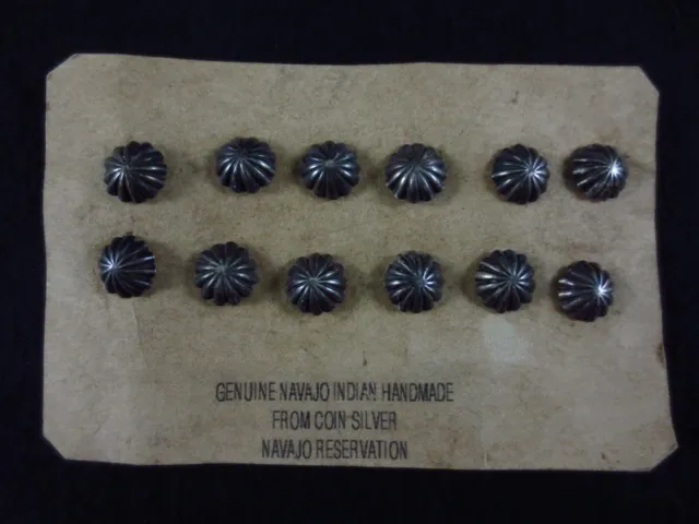 Antique Navajo Buttons - Coin Silver Set of 12