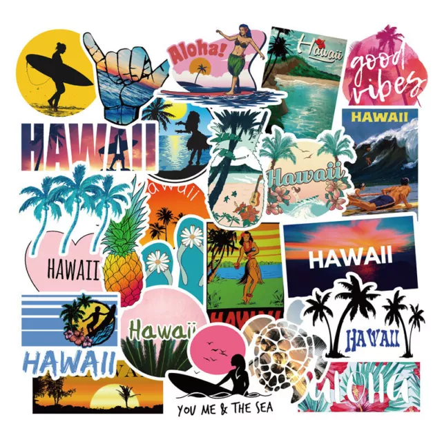 ⭐ 50 Piezas Hawaii Surf Verano Sol Strand Vacaciones Style Stickerbomb Pegatina