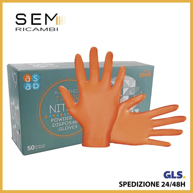 Guanti Monouso In Nitrile Arancioni 50 Pz