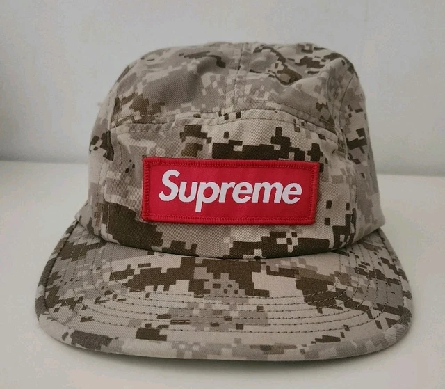 FW17 SUPREME NYCO Twill Camp Cap Tan Digi Camo Hat box logo