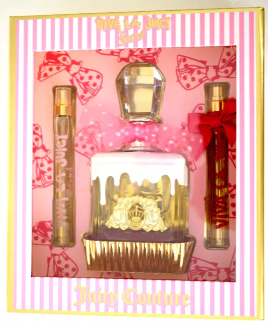 JUICY COUTURE VIVA LA JUICY SUCRE 3.4oz/100ml EDP Spray 3 Piece Gift Set NIB