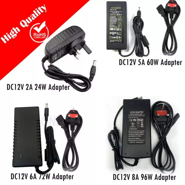 Power Supply Adapter DC 12V charger for 3528 5050 LED Strip Light UK