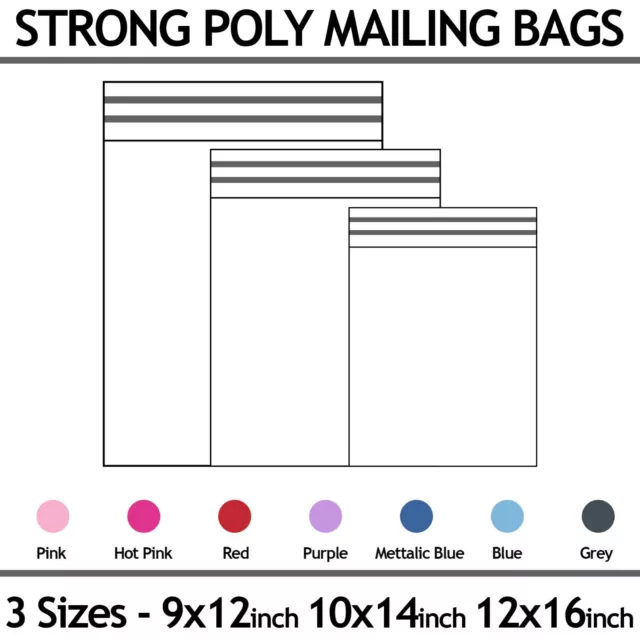 Mailing Bags Mixed Sizes Strong Polythene Postage Plastic Postal Self Seal All