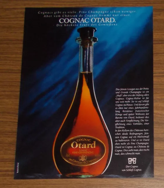 Seltene Werbung COGNAC OTARD Fine Champagne Die höchste Stufe des Genießens 1988