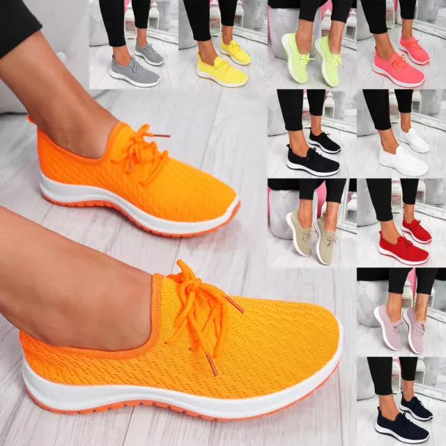 Womens Ladies Knit Trainers Slip On Sport Sneakers Casual Running Women Shoes