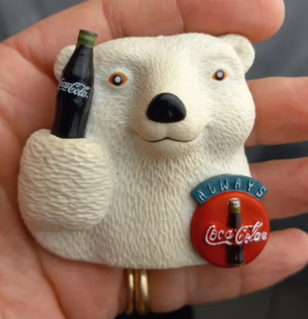 Vintage 90s 1995 Always Coca Cola Polar Bear Magnet Holding Coke Bottle