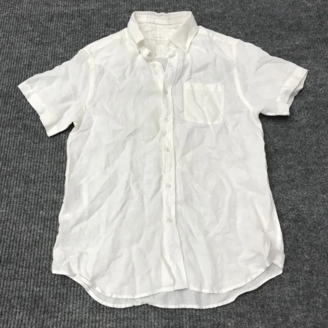 Porter & Ash Linen Short Sleeve Button Shirt Men's S White