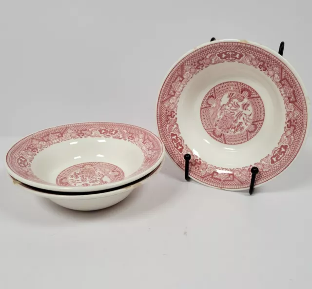 Red Willow Ware Royal China Small Berry Dessert Bowl 6 1/4”  set of 3 Vintage