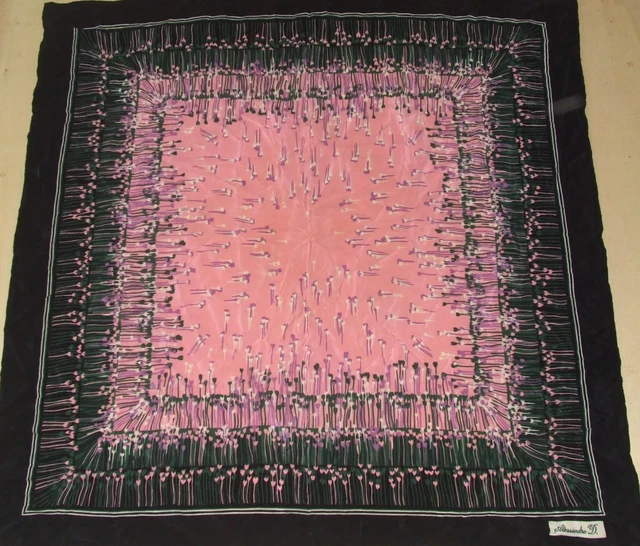 Foulard Vintage Femme 100% Soie Tino Cosma, 86x88 Cm, Multicolore, Années 80