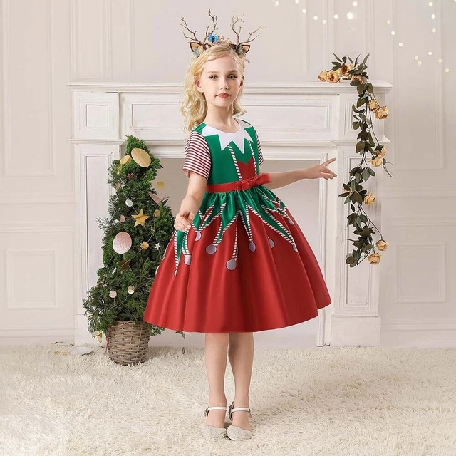 Abito tutù a maniche corte natalizie bambine bambine abiti da festa abiti di Natale