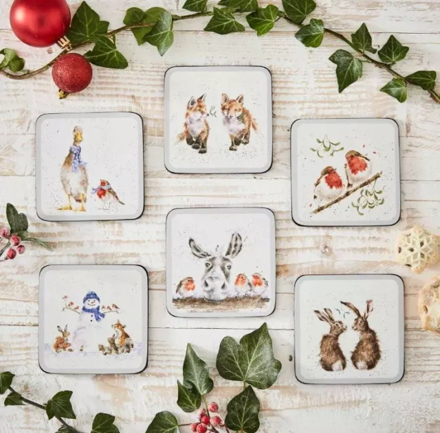 Pimpernel für Royal Worcester Wrendale Designs Weihnachtsuntersetzer, 6er Set