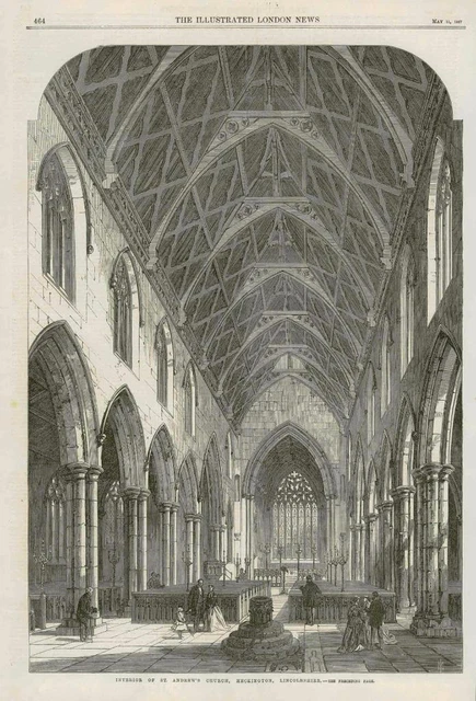 1867 Antique Print - LINCOLNSHIRE HECKINGTON ST ANDREWS CHURCH  (191)