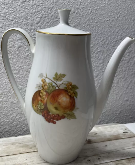 Vintage Bareuther Waldsassen Bavaria Germany Porcelain 5-Cup Coffee Pot Fruit