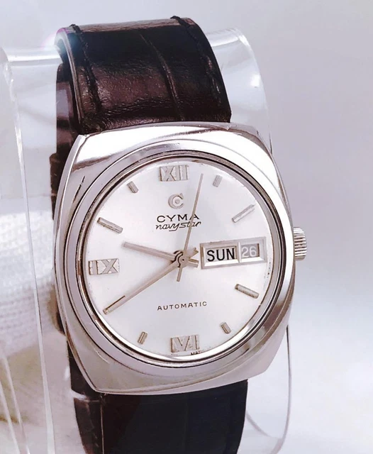 Montre Homme Cyma Vintage - Cadran Blanc, Boîtier Et Bracelet Acier Inox Jaune, Quartz, Années 90