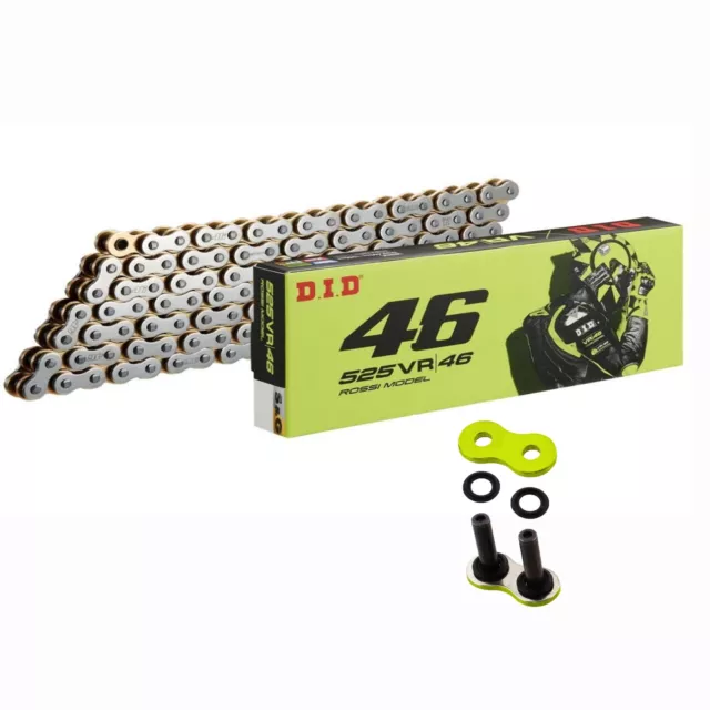 DID VR46 X-Ringkette silber-gold verstärkt 520 Teilung 112 Glieder +Nietschloss