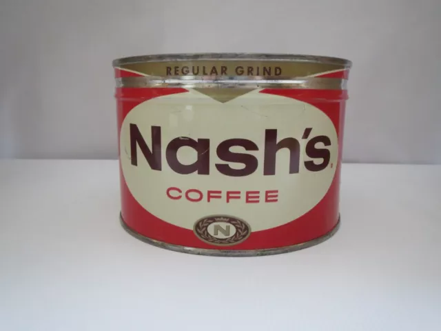 Nash's Advertising Coffee Tin Can 1 One LB Pound Key Wind Regular Grind