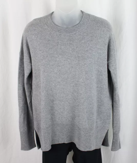 Theory Gray 100% Cashmere Round Neck Long Sleeve Pullover Sweater Size Small