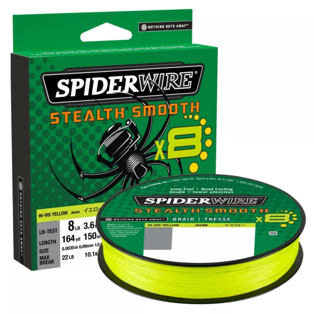 Spiderwire Stealth SMOOTH 8 Fishing Braid 300m - YELLOW - All Diameters