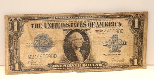 1923 US $1 Silver Certificate Speelman/White VF (Stained PINHOLES)