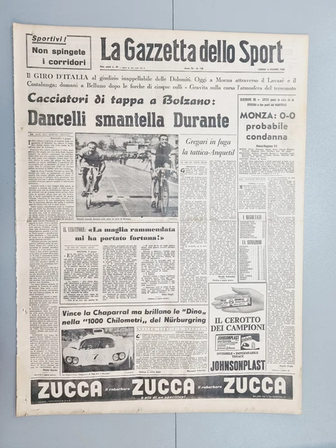 Gazzetta Dello Sport – 6 Aprile 1969 – Cagliari, Fiorentina, Milan – Original