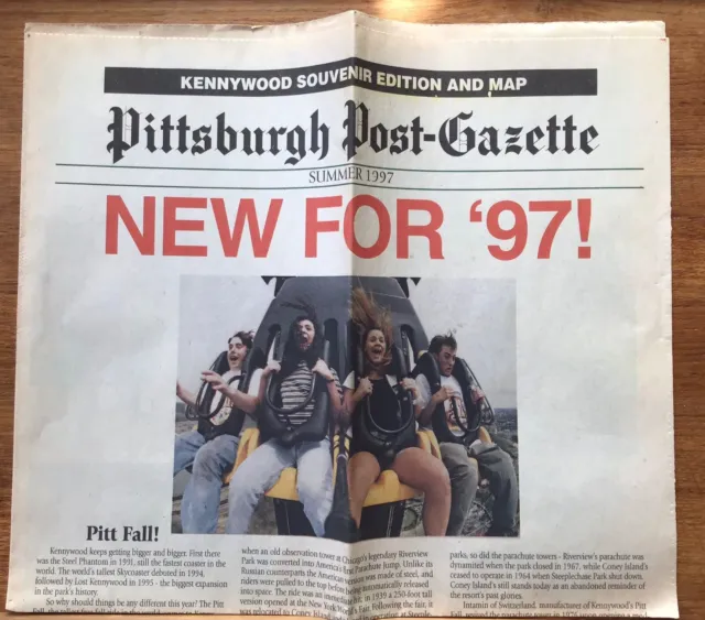 1997 Kennywood Souvenir Edition & Map - Pittsburgh Post-Gazette